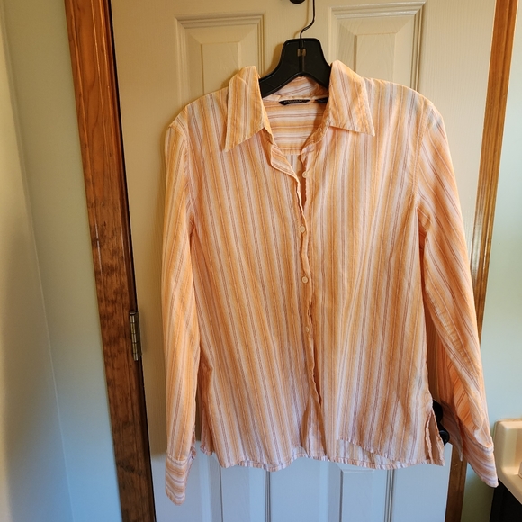 AEO button down womens striped orange Vintage - Picture 5 of 8